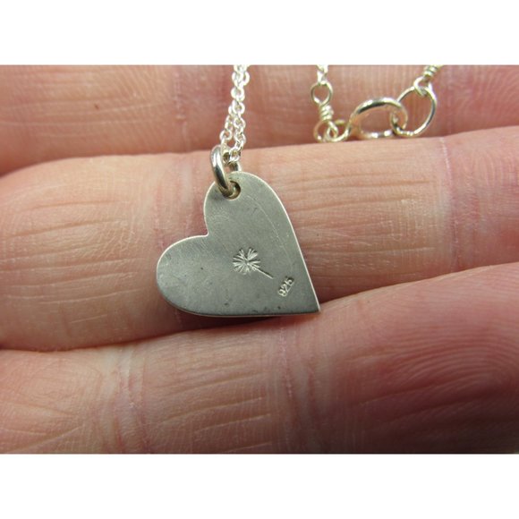 18 Inch Sterling Silver Simple Small Rustic Heart Necklace - Picture 3 of 6